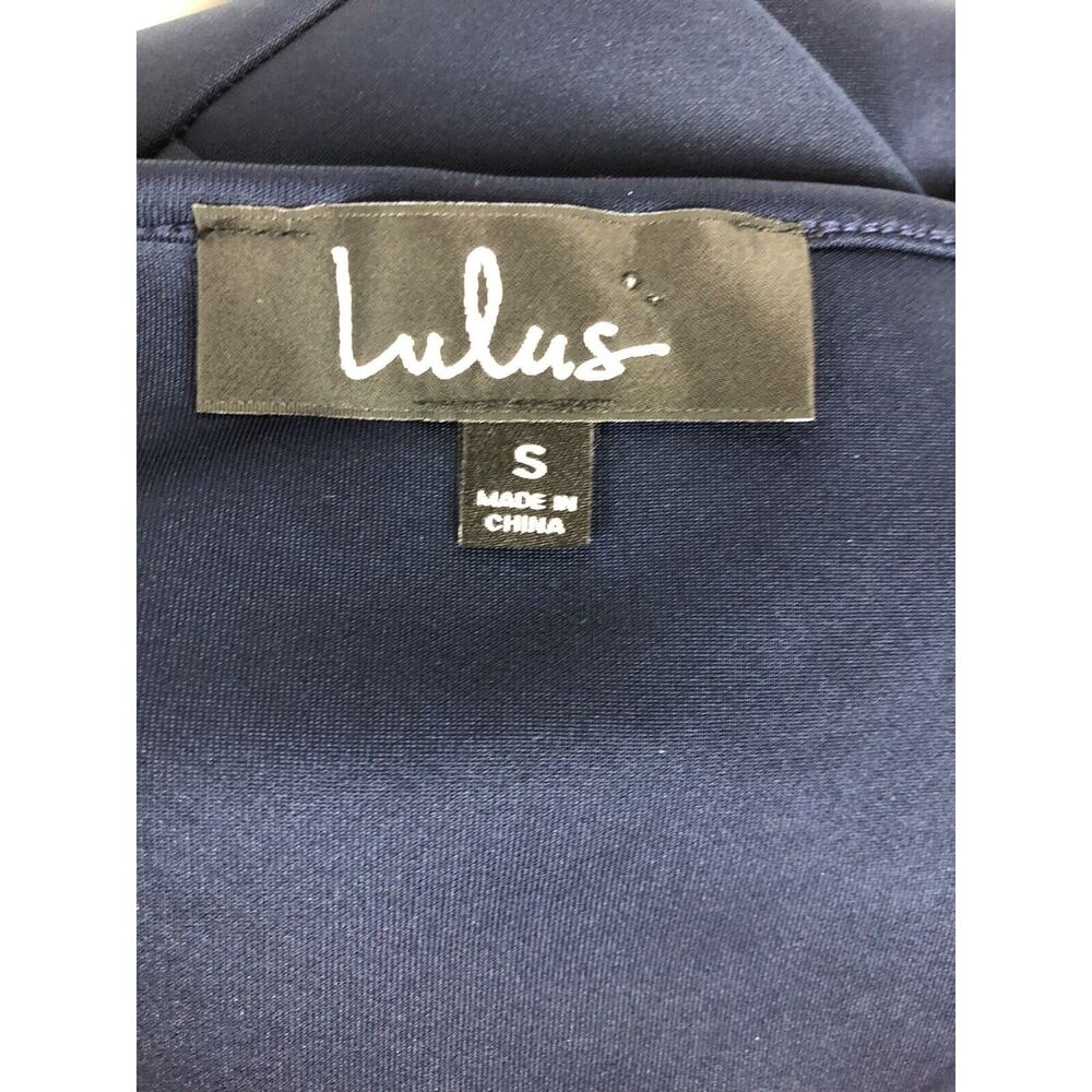 LULU’s Blue Sheer Determination Navy Blue Mesh Skater Dress Small New With Tags - Picture 10 of 10